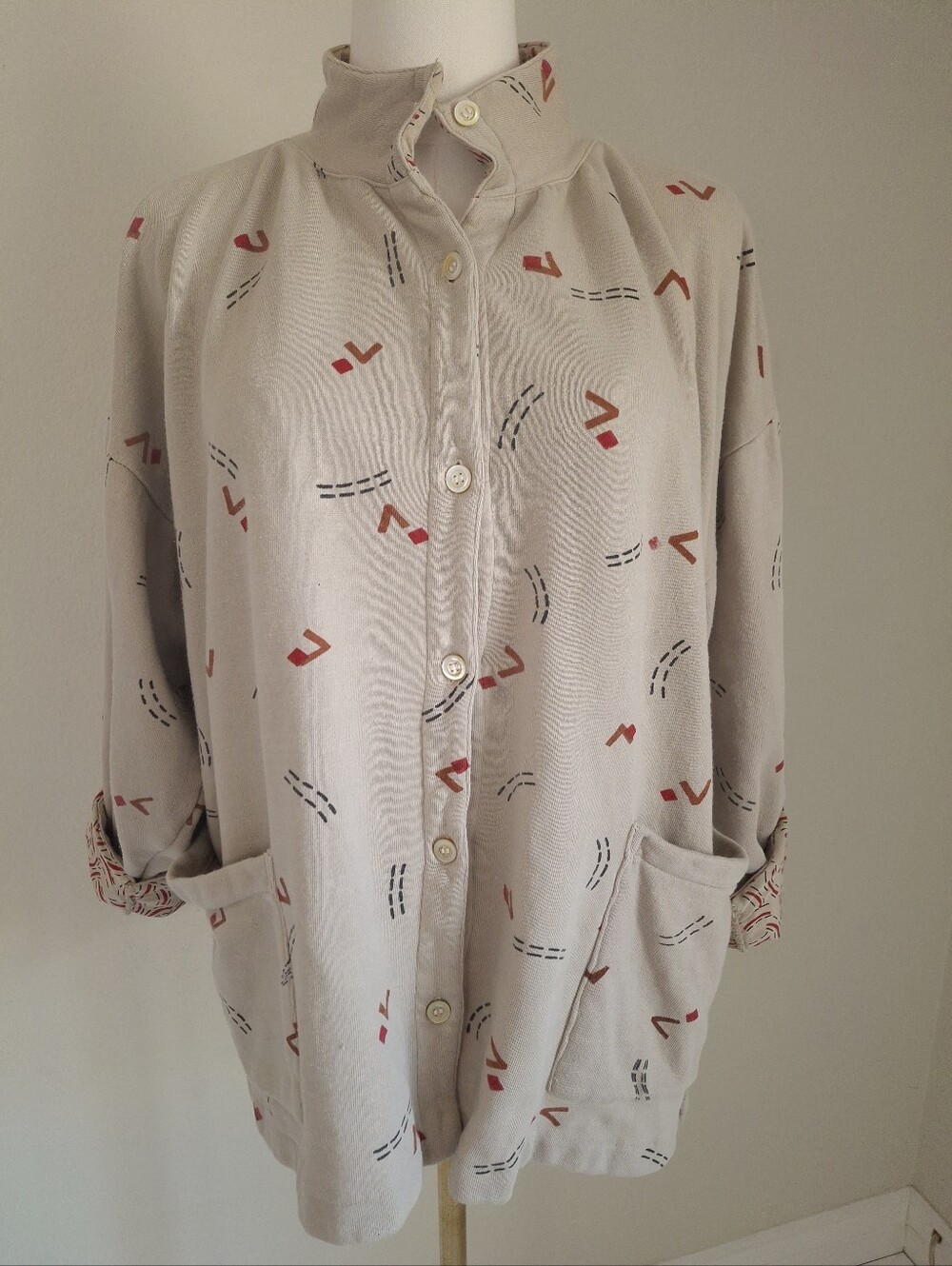 Gudrun Sjoden Vintage Abstract Geometric Lightweight Jacket